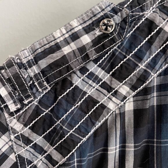 Affliction Mens Y2K Grunge Plaid Button Up Shirt Size XL Embroidered Graphic Alt - Picture 7 of 13